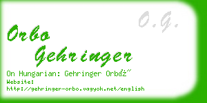 orbo gehringer business card